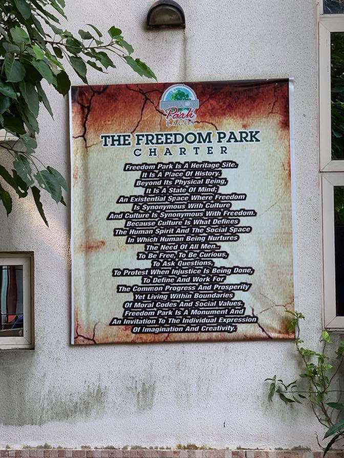 <p>View of a banner with the Freedom Park Charter</p>