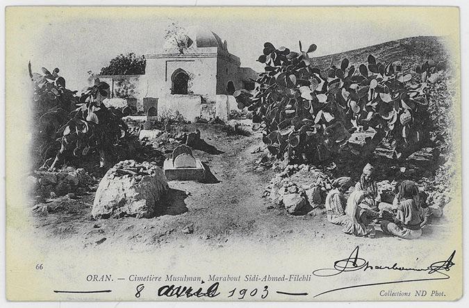 Oran, Sidi Ahmed Filehli Marabout and Muslim cemetery, general view. "Oran. - Cimetière Musulman, Marabout Sidi-Ahmed-Filehli"