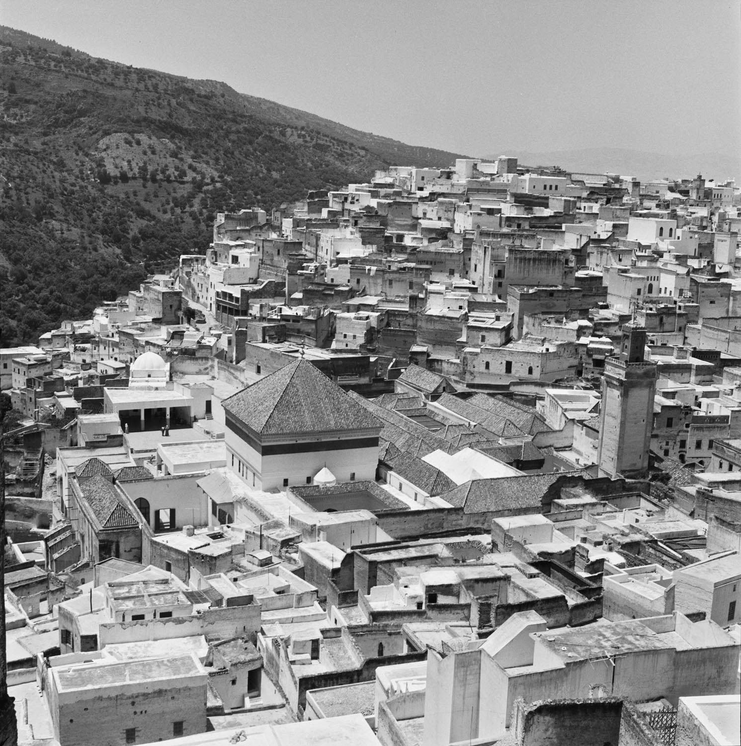 Bird's eye view of Moulay Idris Zerhoun, with the Moulay Idris Shrine in the center