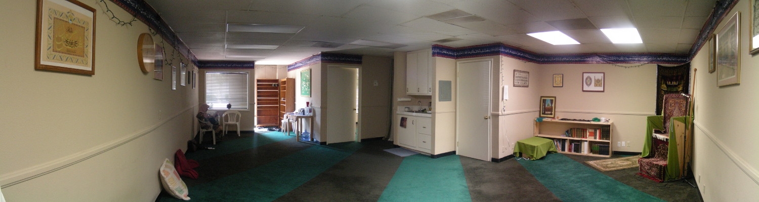 Panoramic view of prayer space, looking towards entrance