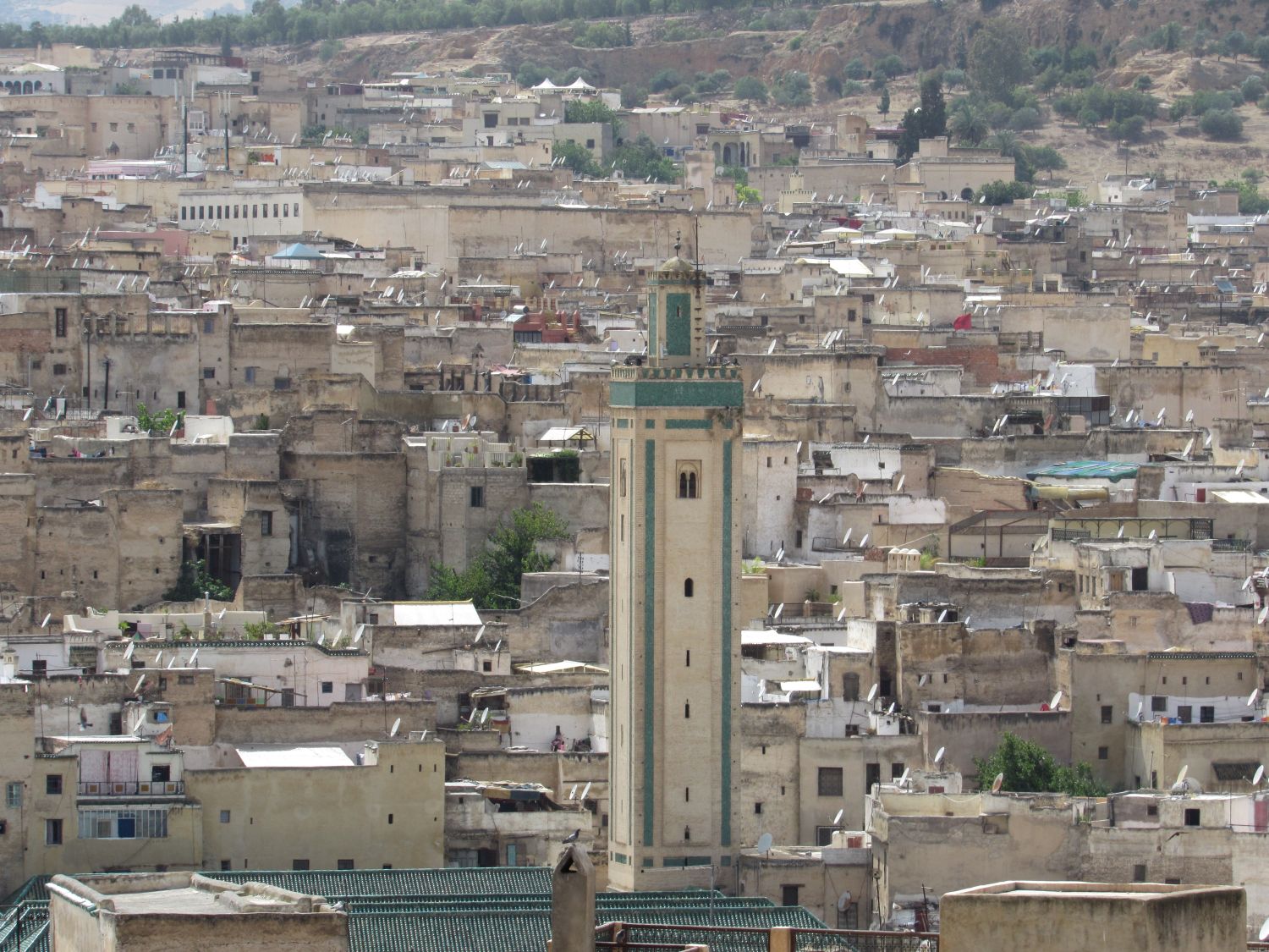 Exterior view, minaret and Fez skyline.
