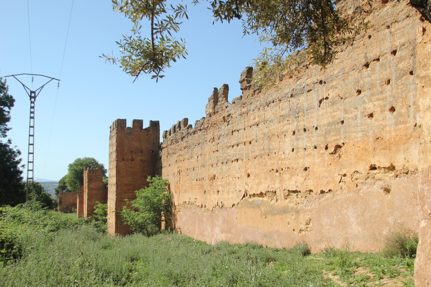 View of south-west walls showing square towers