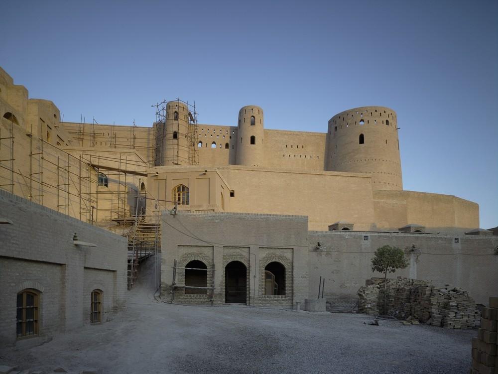 Citadel of Herat Restoration - Exterior view, facade and scaffolding