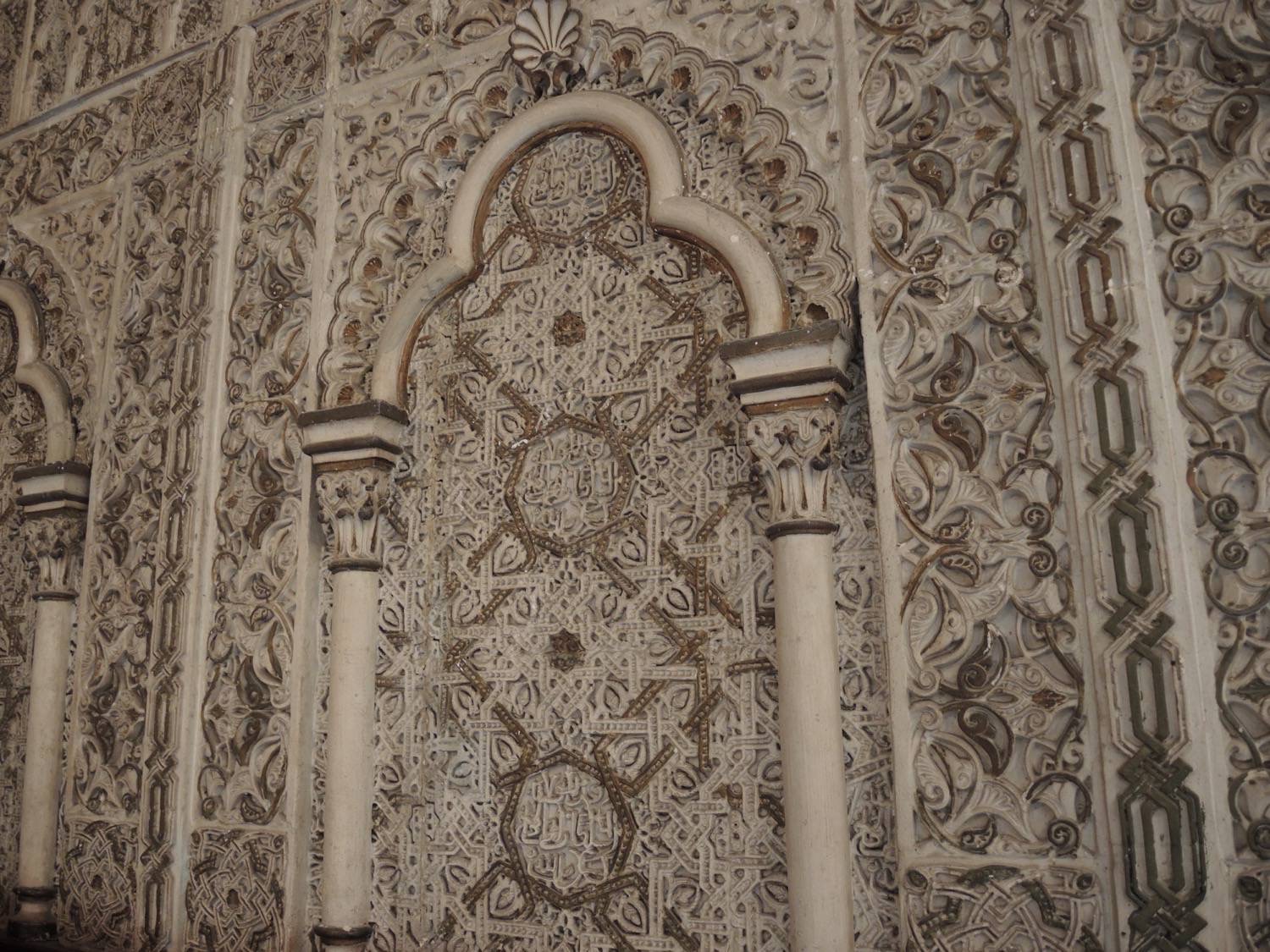 Detail view of stucco wall decorations