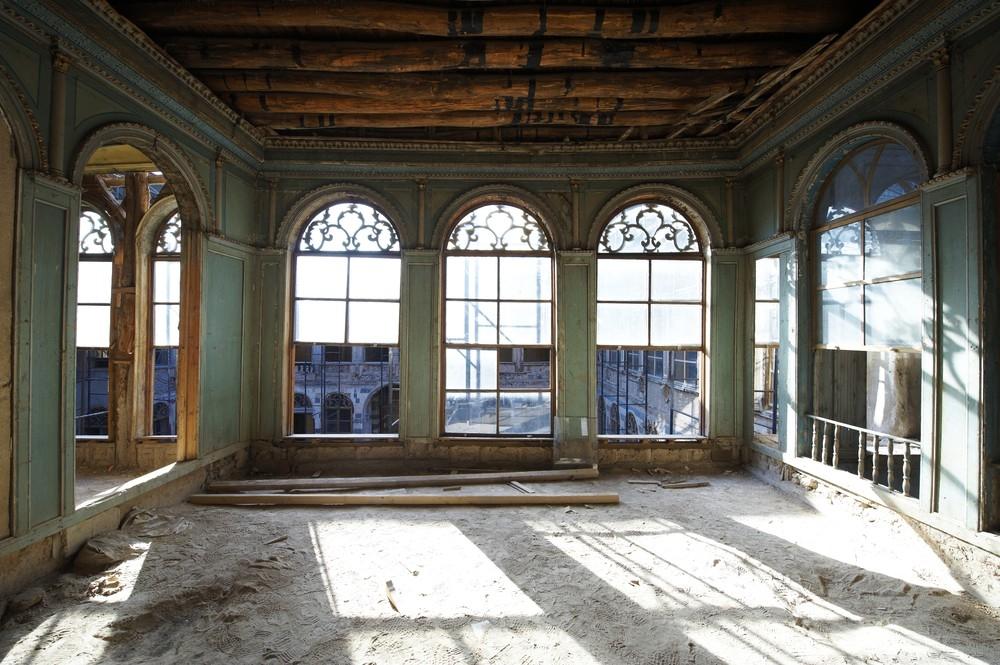 Loggia, interior of first floor room, before intervention