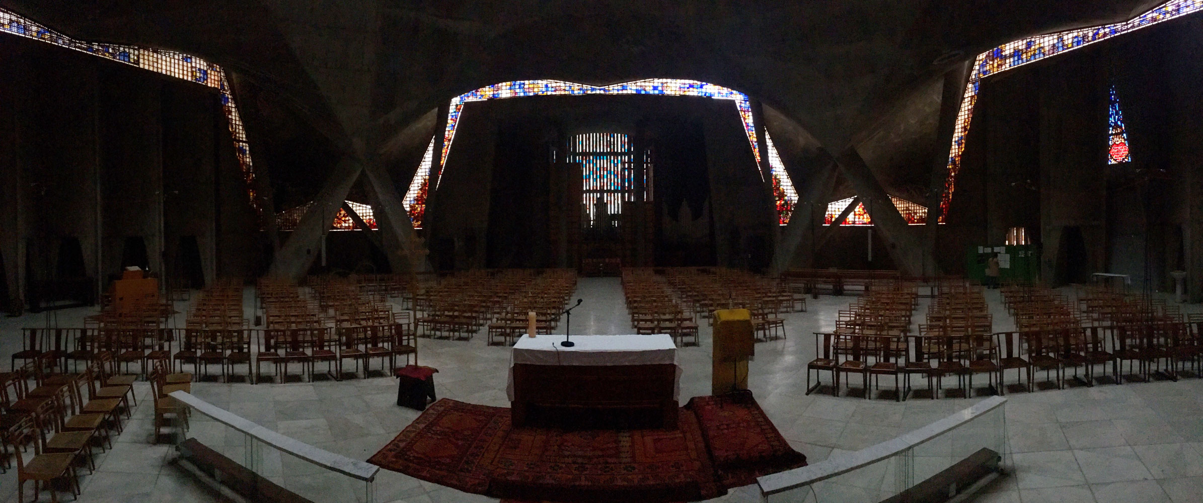 <p>View from behind of the alter and chairs toward the opposite wall</p>