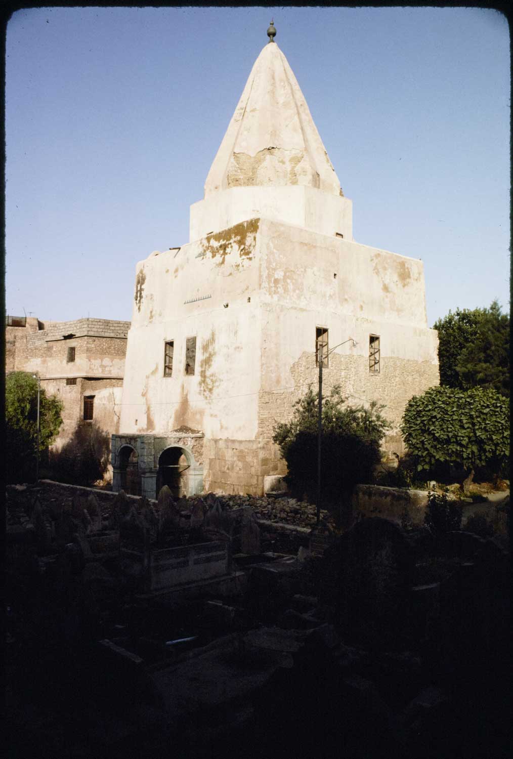 View of the dome's exterior from the cemetary, 1983.