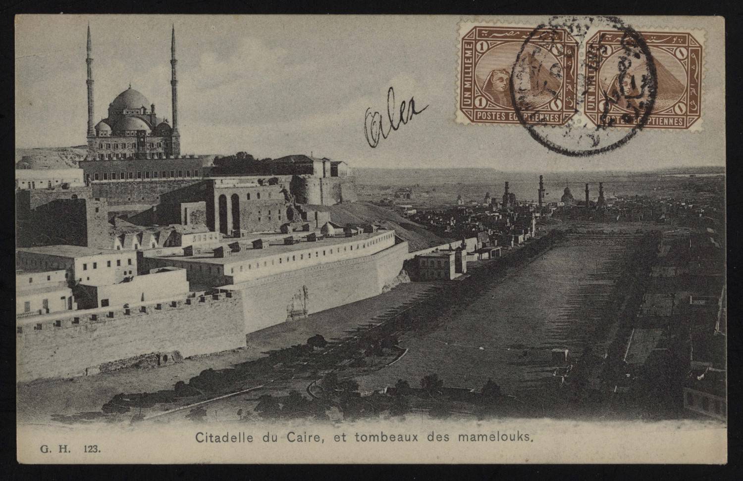 Postcard of Cairo Citadel and Mamluk tombs