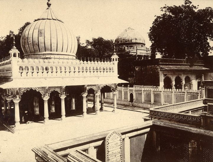 Nizam-ud-Din Auliya Shrine Complex - 19th century image of across the Nizammudin Dargah complex