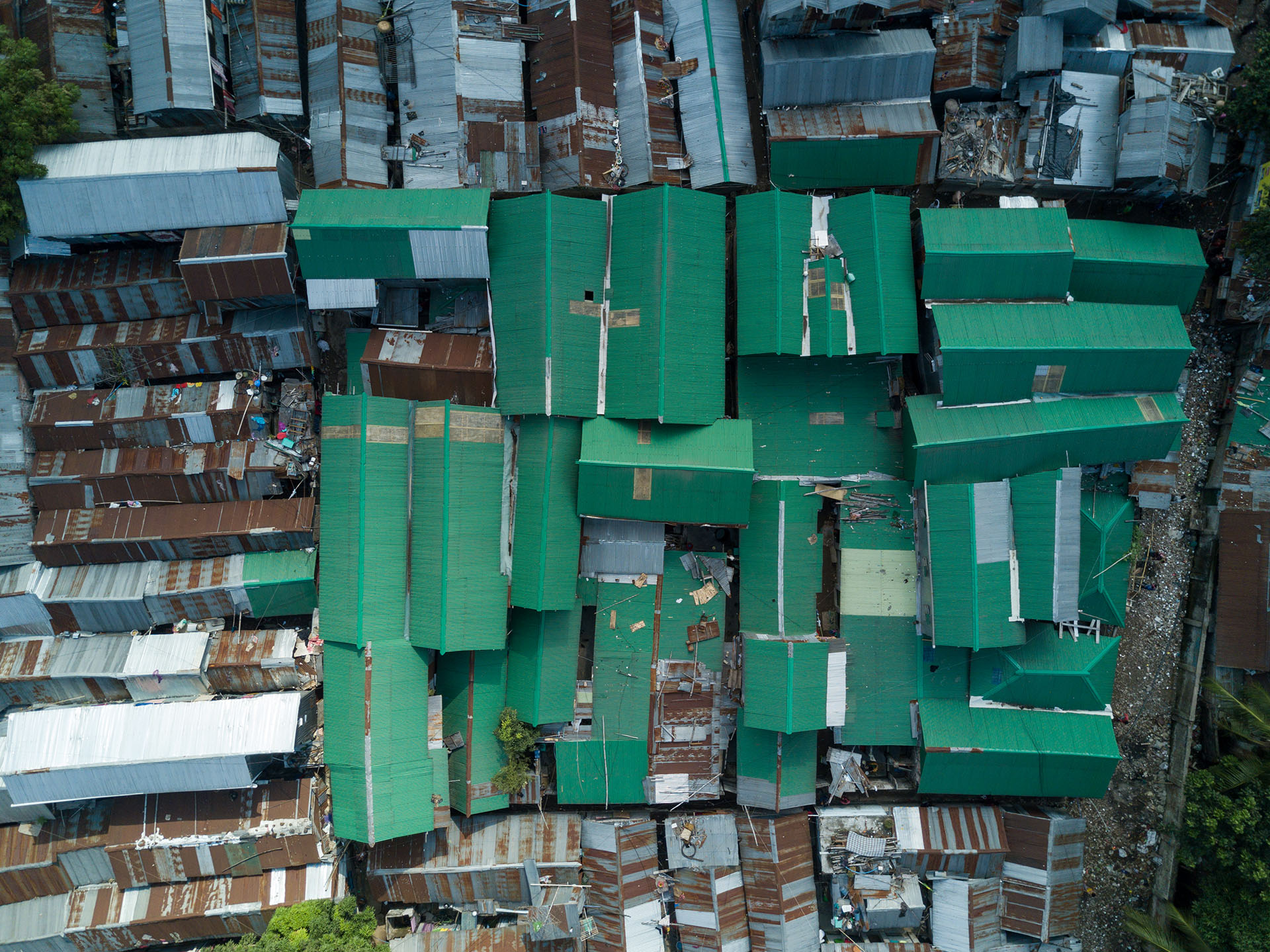 <p>Aerial view, Saattola Slum after reconstruction. This rebuilding project was undertaken by a pro-bono group of architects and university student volunteers in collaboration with the residents, and with government approval.&nbsp;</p>