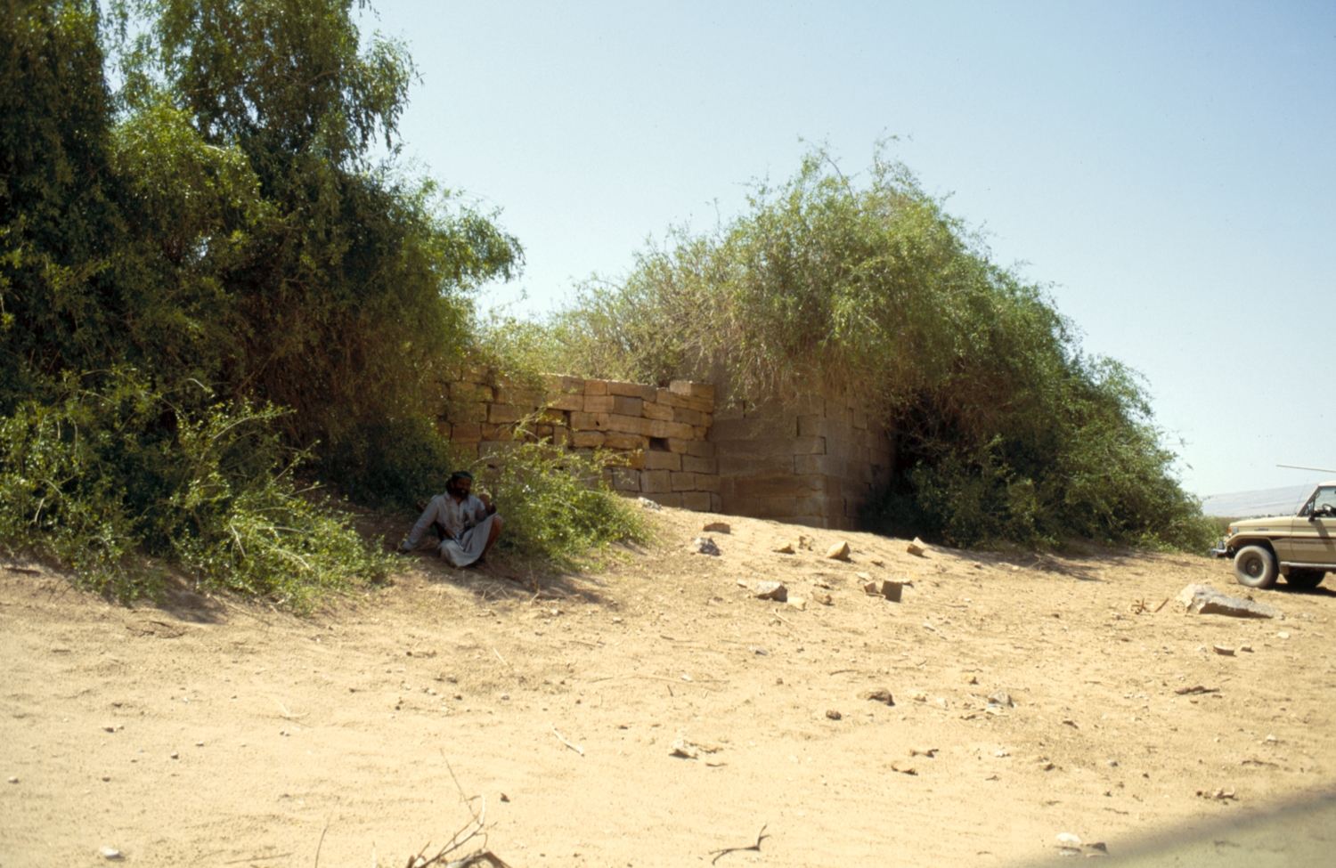 Al-Bayda'. View of remains of ancient wall. 
