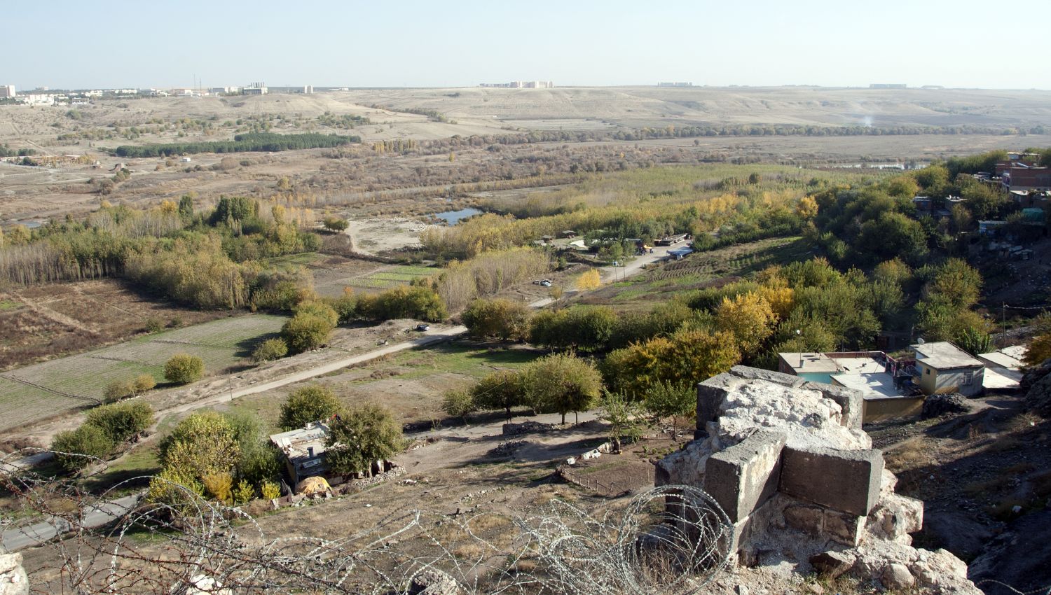View of Tigris basin from walls near northeastern corner of old city.