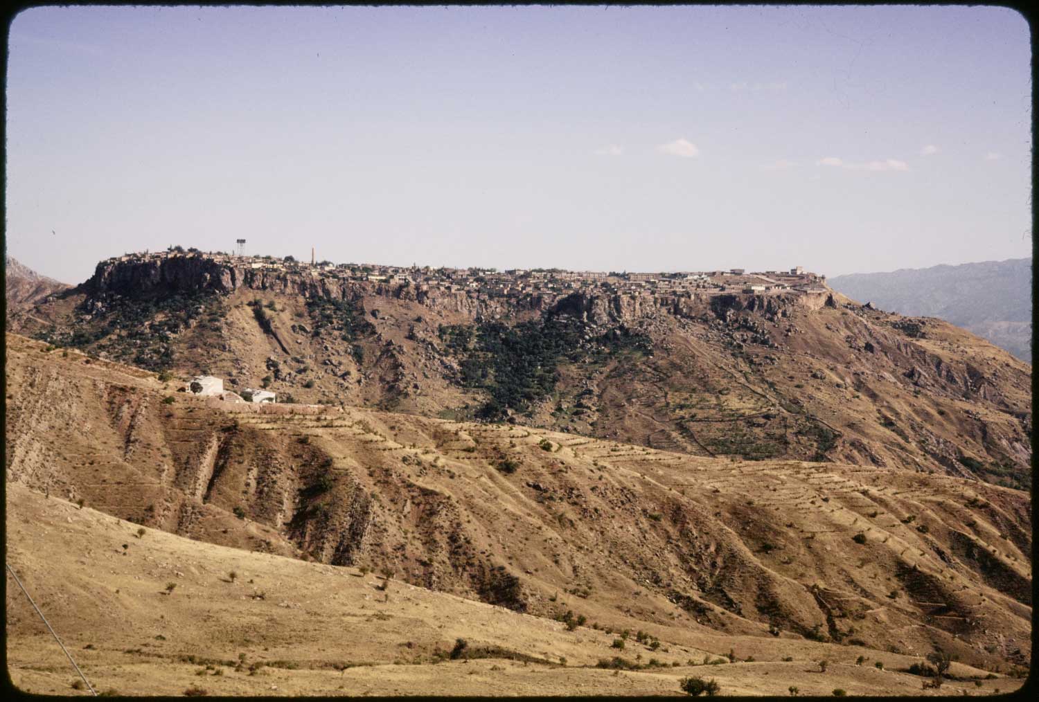 Distant view of village of Amadiyya in the Dohuk Province of Iraq.