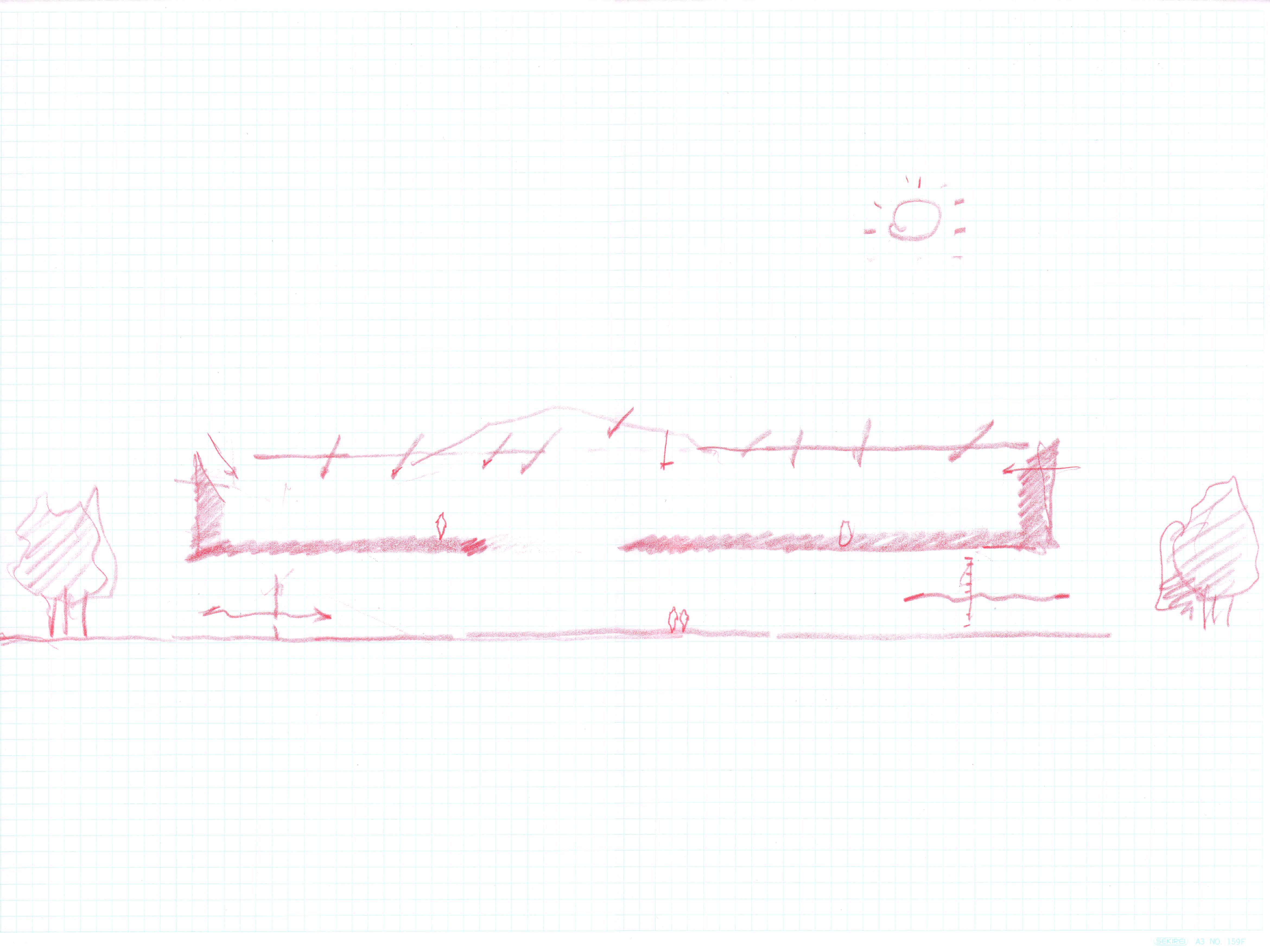 Conceptual sketch of the project by Fumihiko Maki