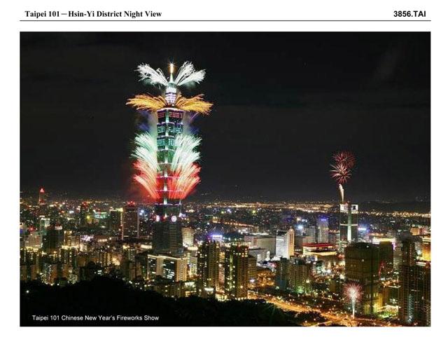 Hsin-Yi district night view with fireworks