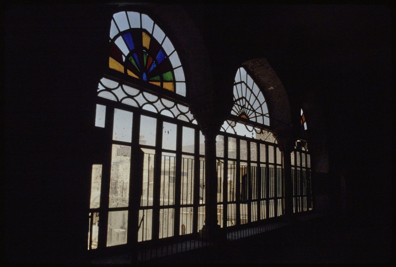 View from within loggia through windows.