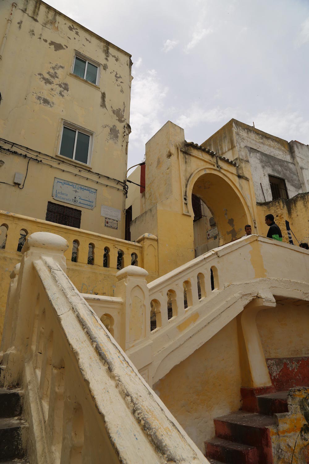 View of the stairs and medina portal from rue Dar Dbagh