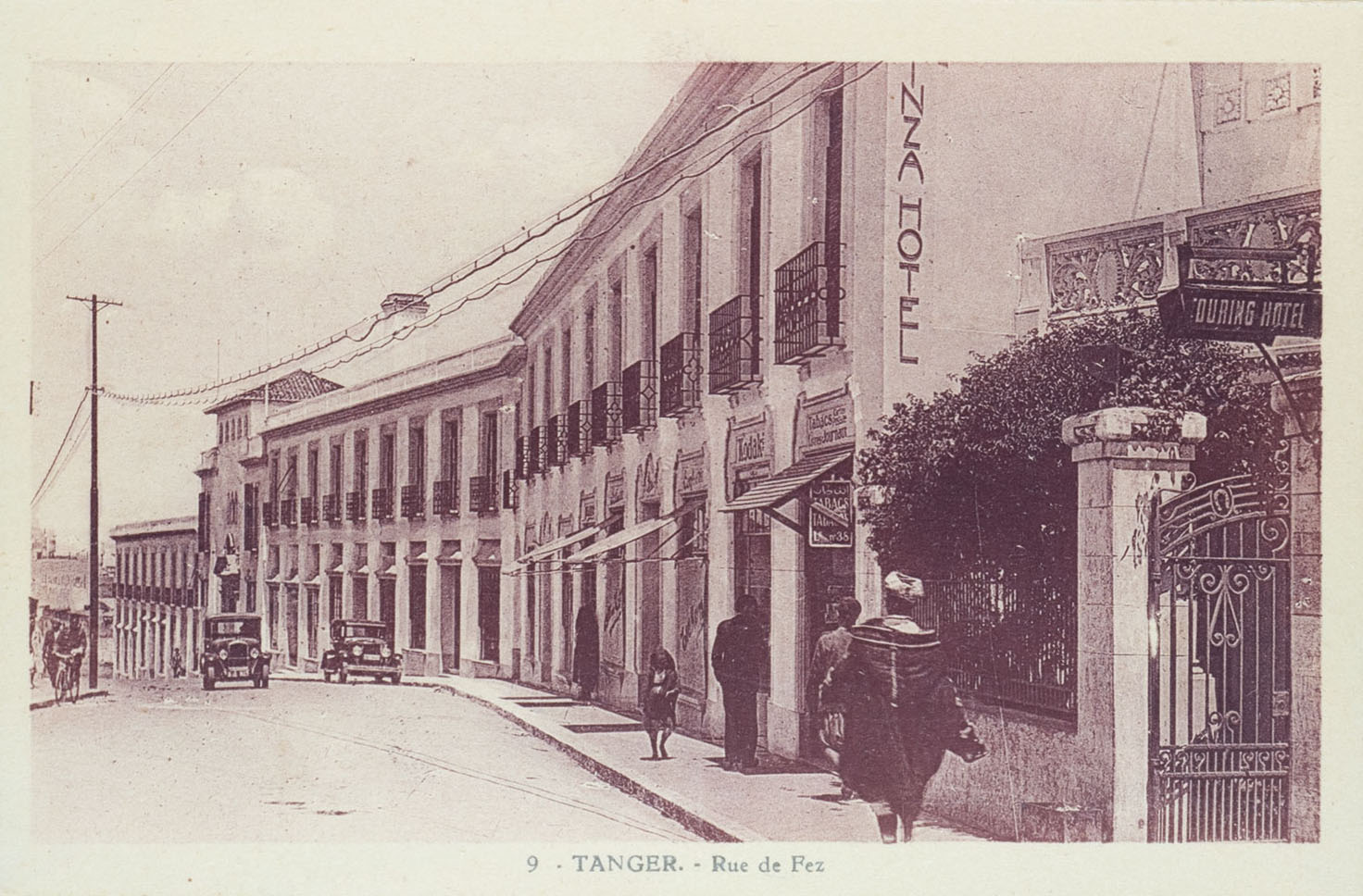 View two the north on rue de la Liberté, then rue de Fez. Hotel facade on the right.