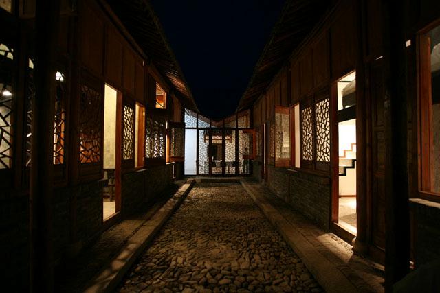 Interior courtyard of the house, night view