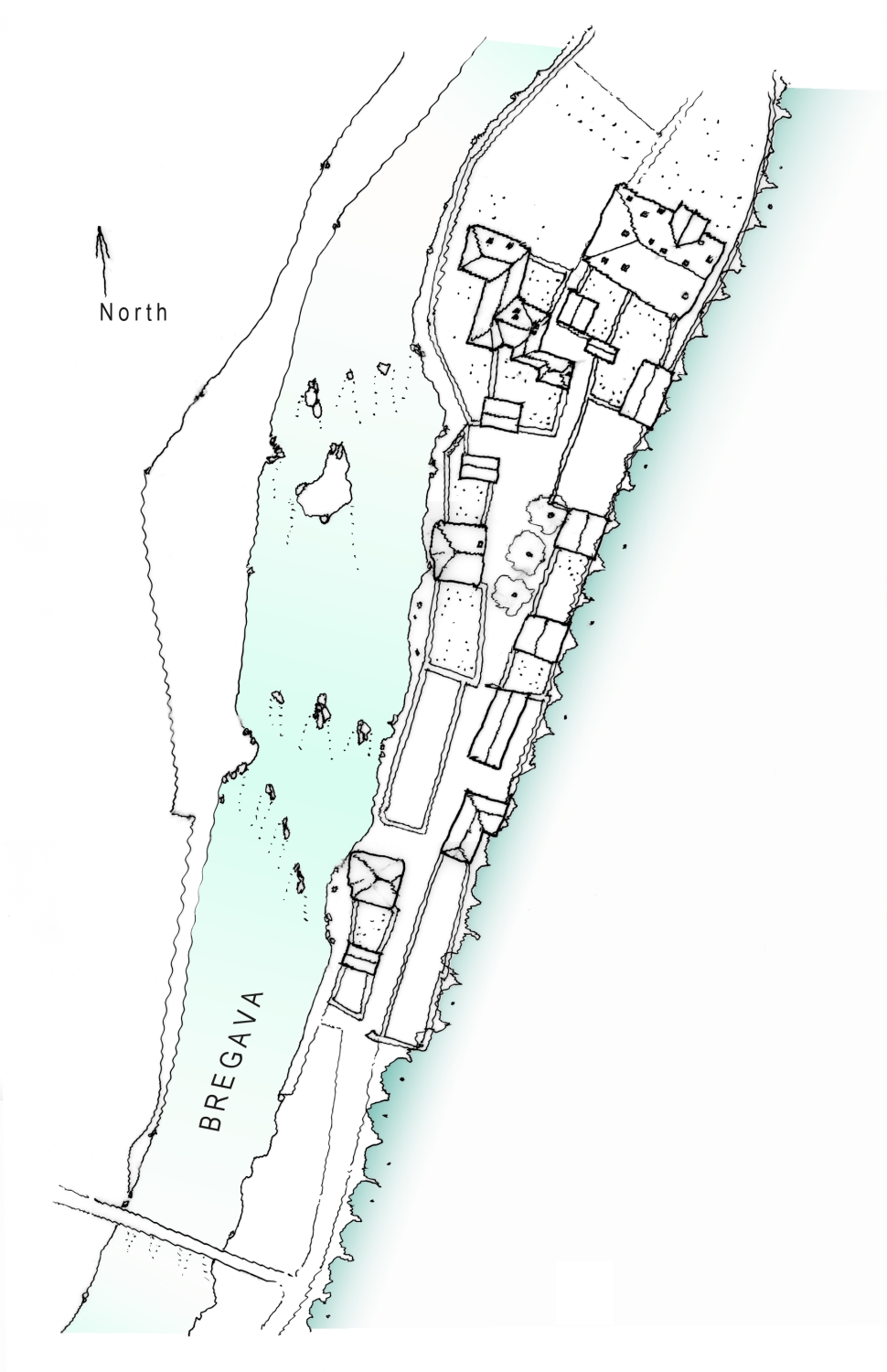 Site plan of Begovina complex, drawn in 2014 based on 1962 documents