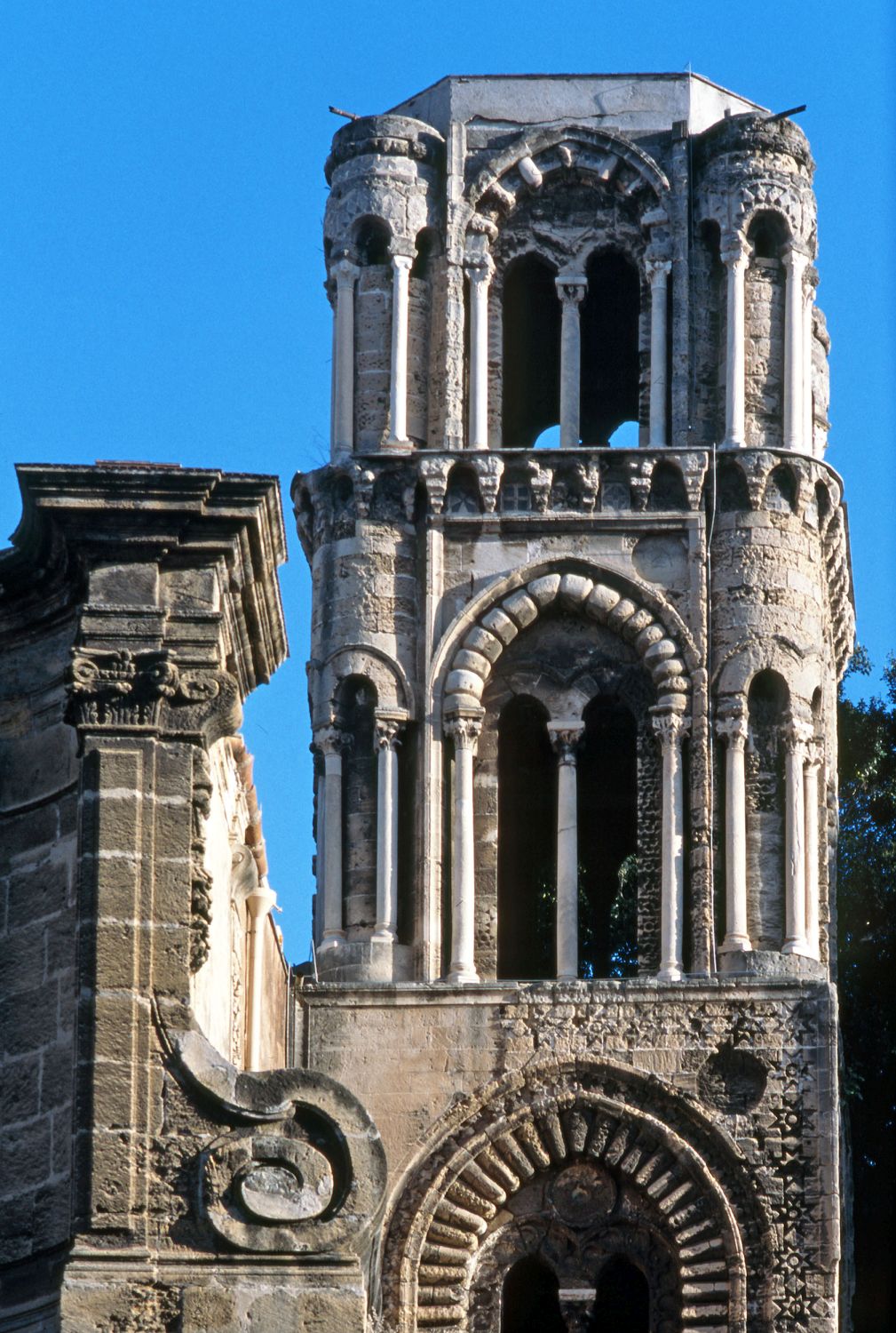 Exterior view of bell tower.
