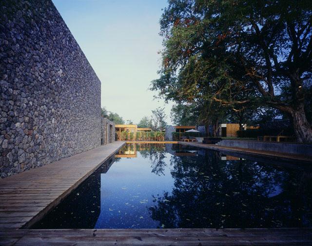 View of the public pool to the villa