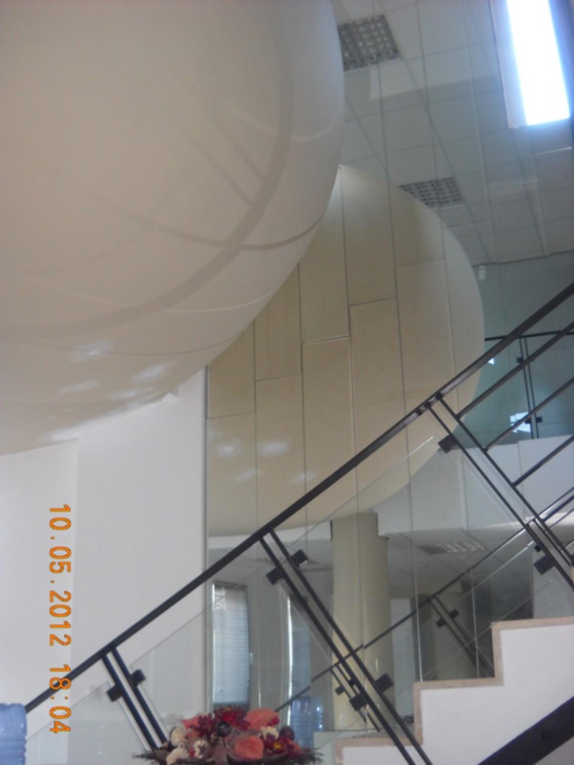 View of the egg (waiting room) with its reflection on the mirror wall