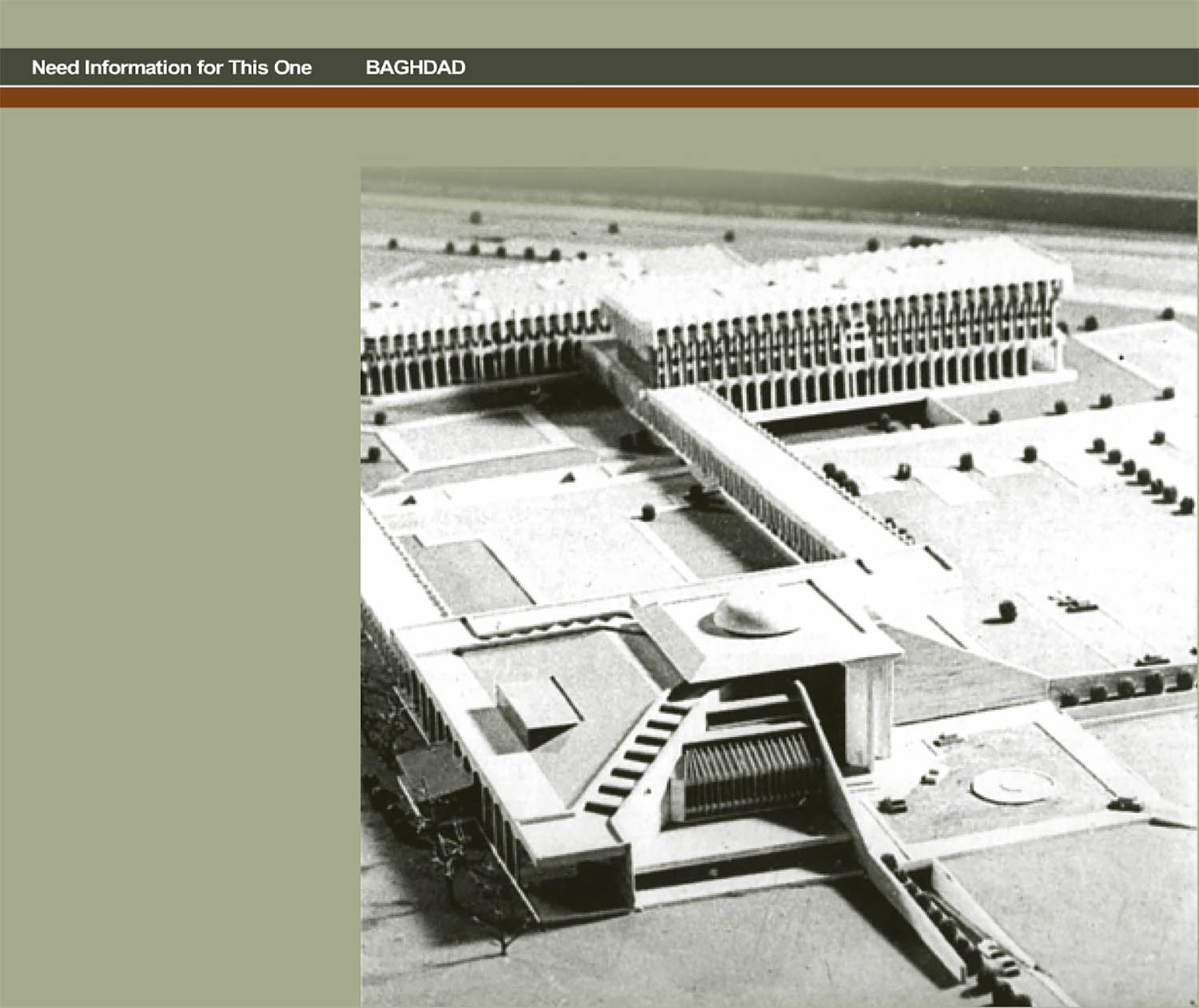 Digital image from the online portfolio of Hisham Munir and Associates, featuring an aerial image of the model designed for the National Agriculture Museum.