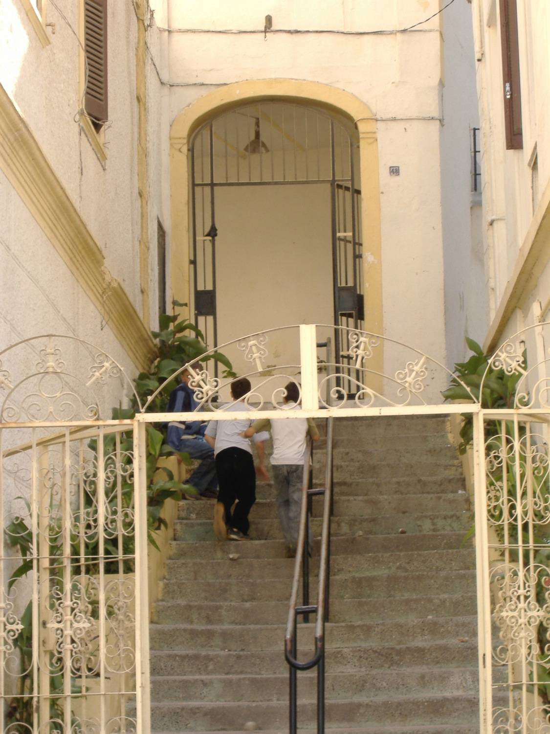 Close view of the stairs to the terrace from the Avenue