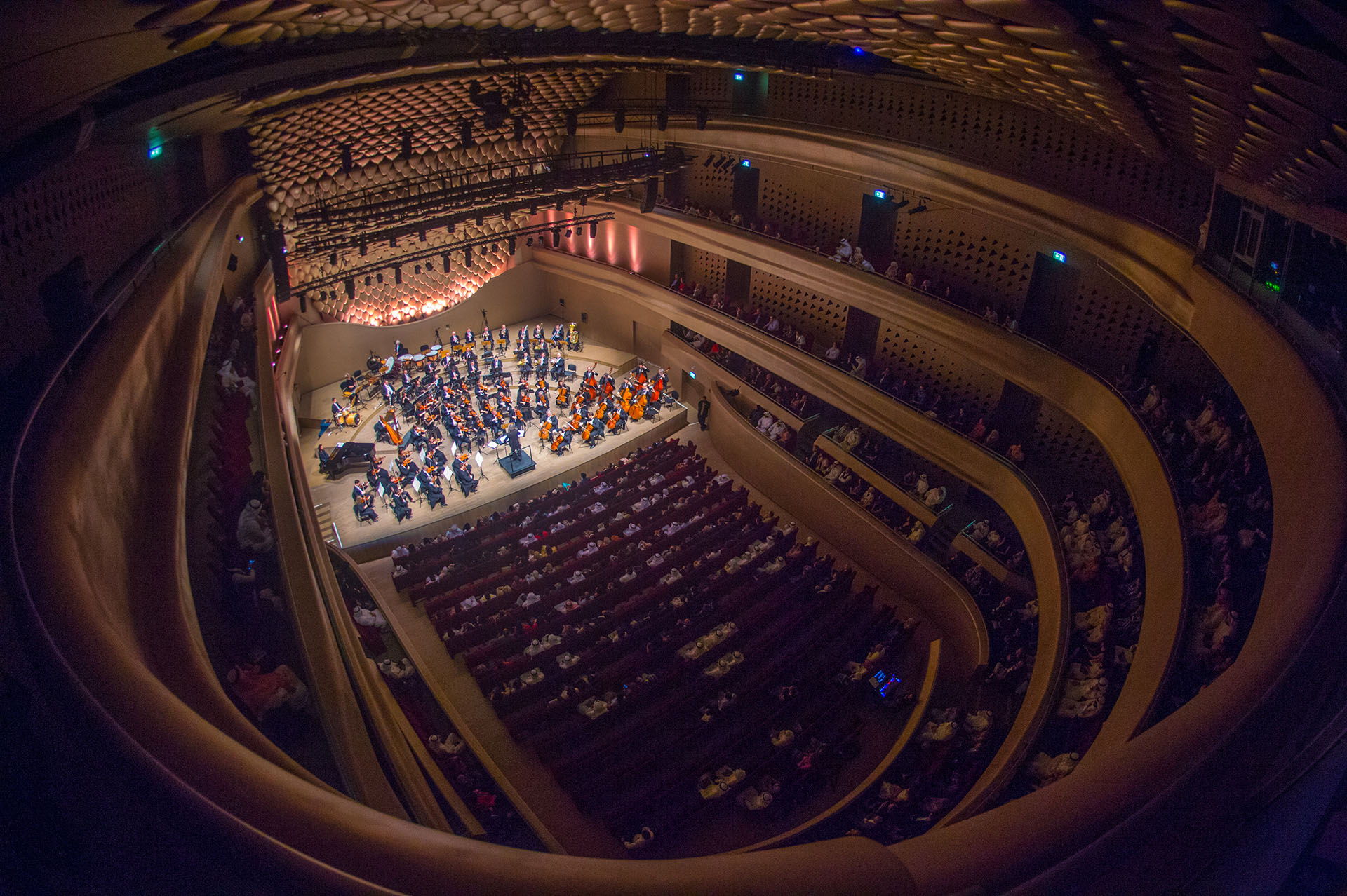 <p>The Concert Hall features state-of-the-art technology that allows it to adjust acoustic parameters to accommodate performances from full orchestras to intimate jazz ensembles.</p>