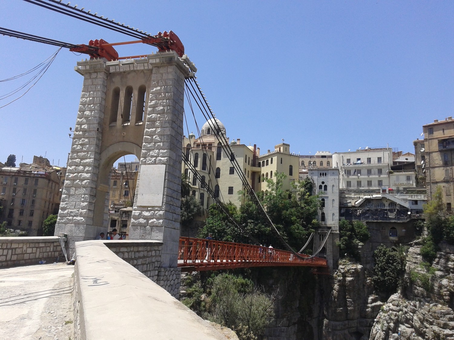 View of the footbridge Mellah Slimane, with the madrasa of Constantine visible in the background
