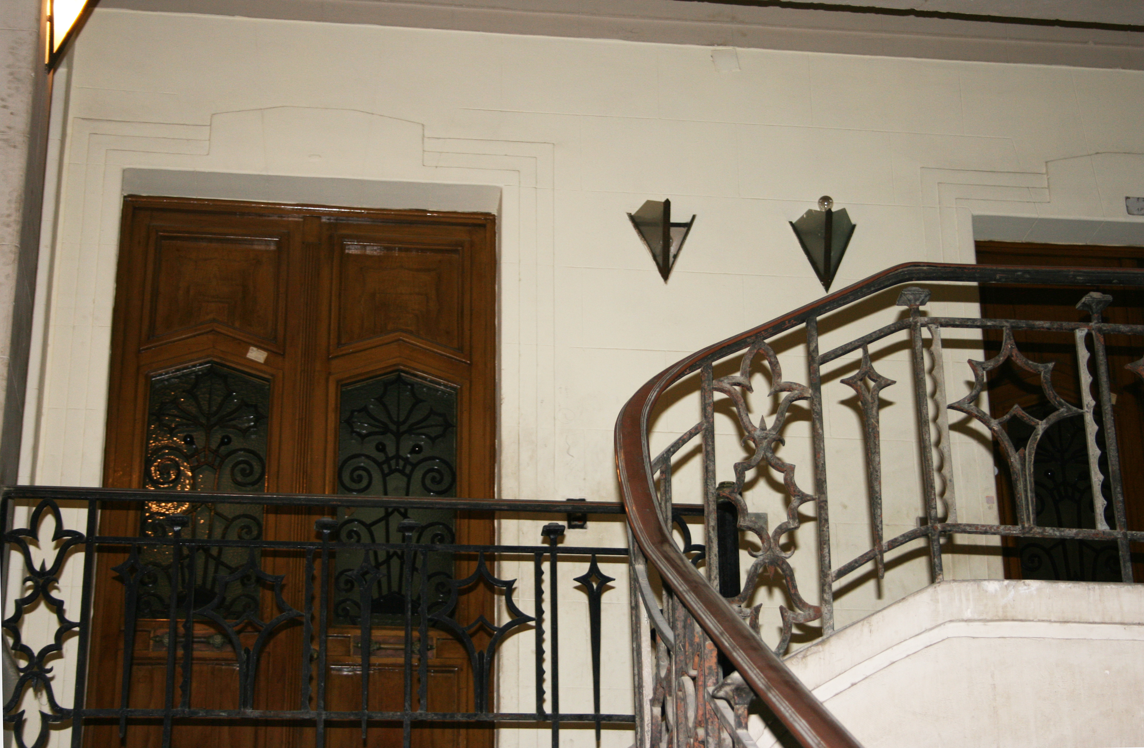 Interior, staircase with wrought-iron decors