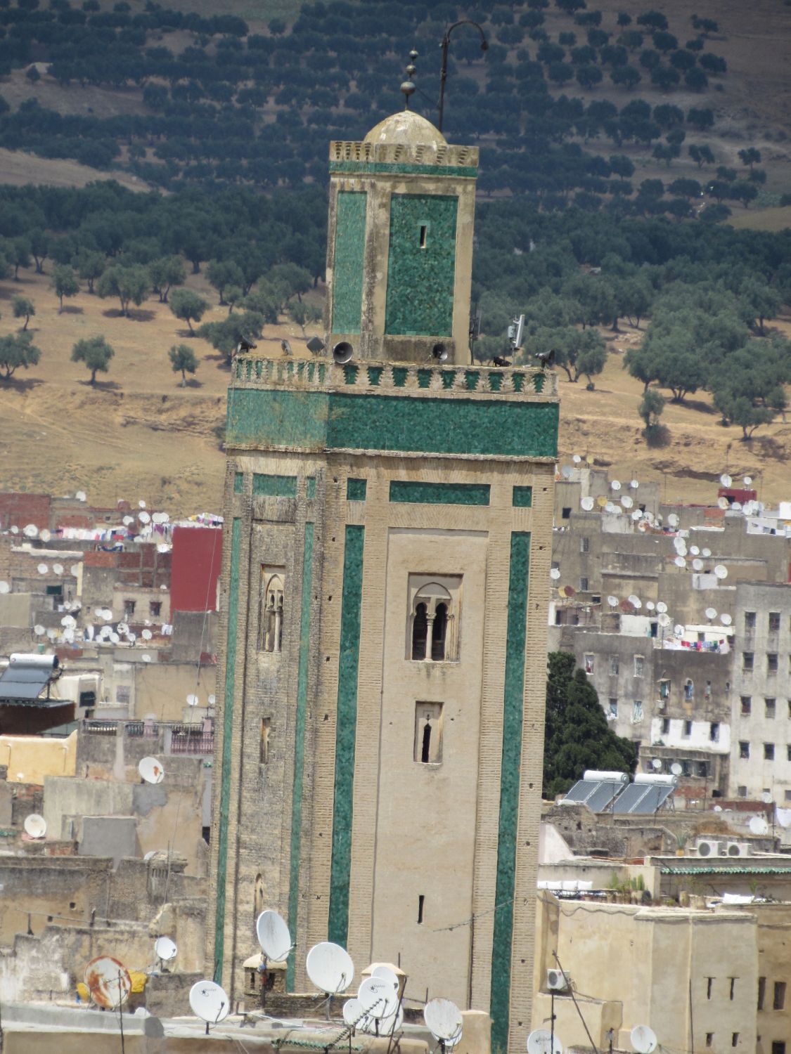 Exterior view, minaret and skyline.