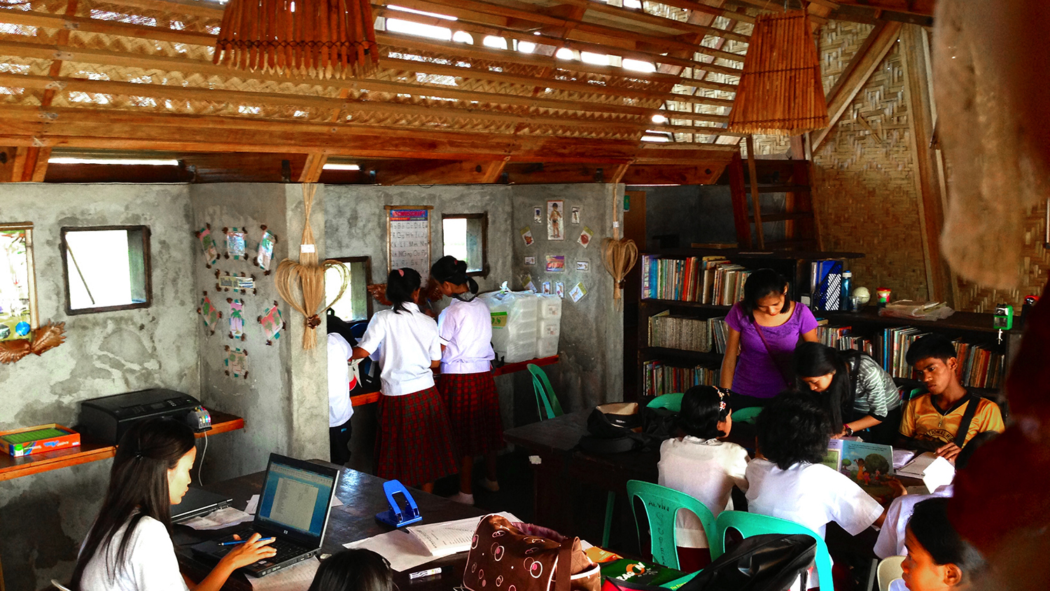 Inside the study center while building in use