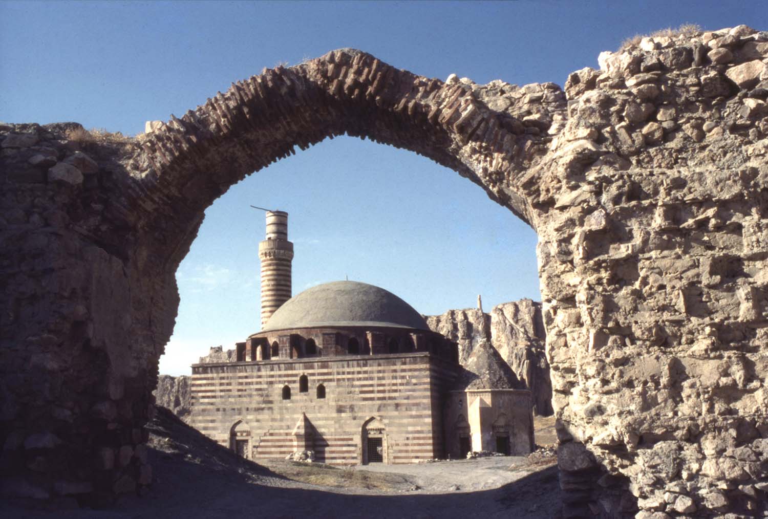 View from south, through the remnants of a city gate.