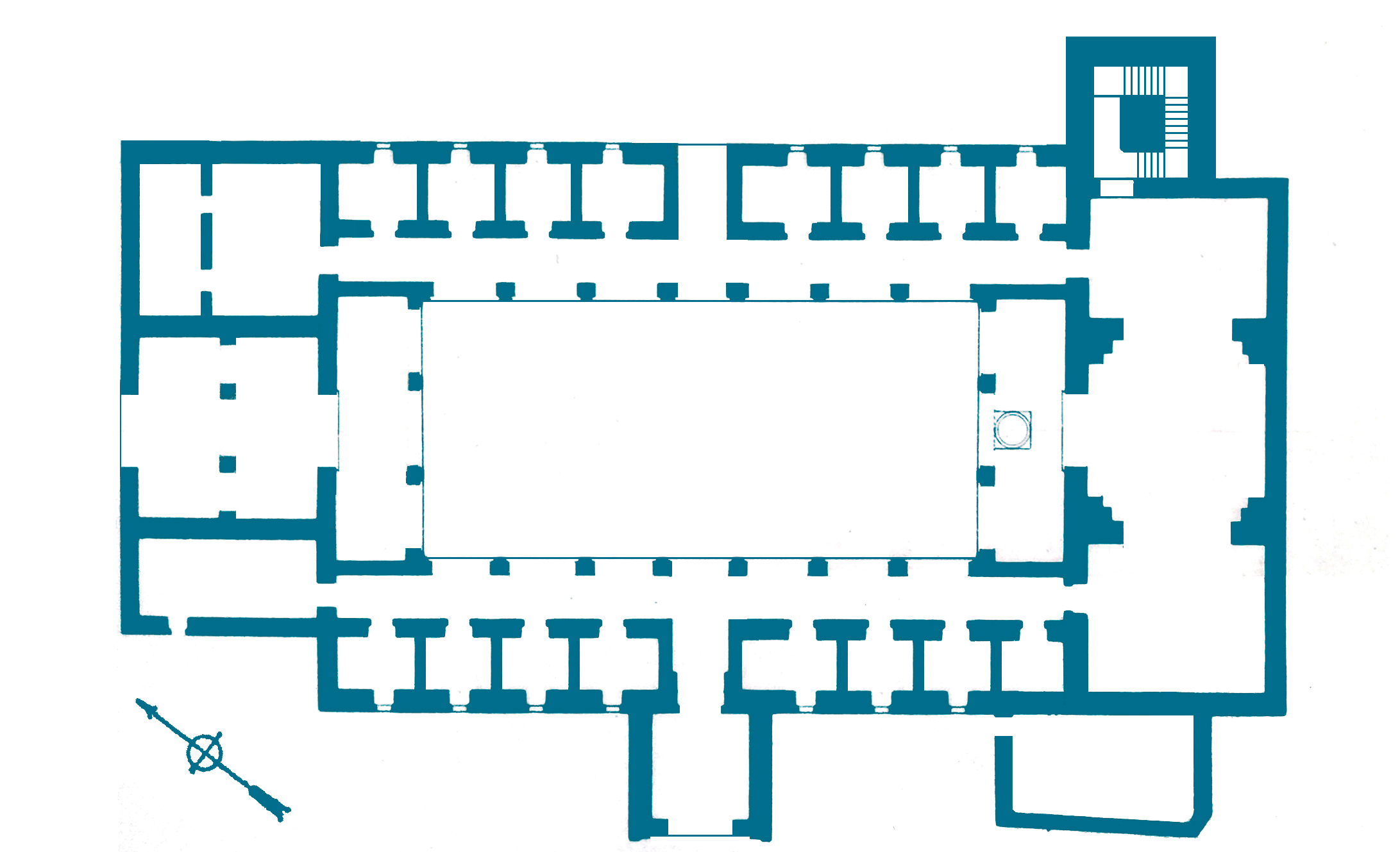 Reconstruction of the plan of the madrasa during the Middle Ages