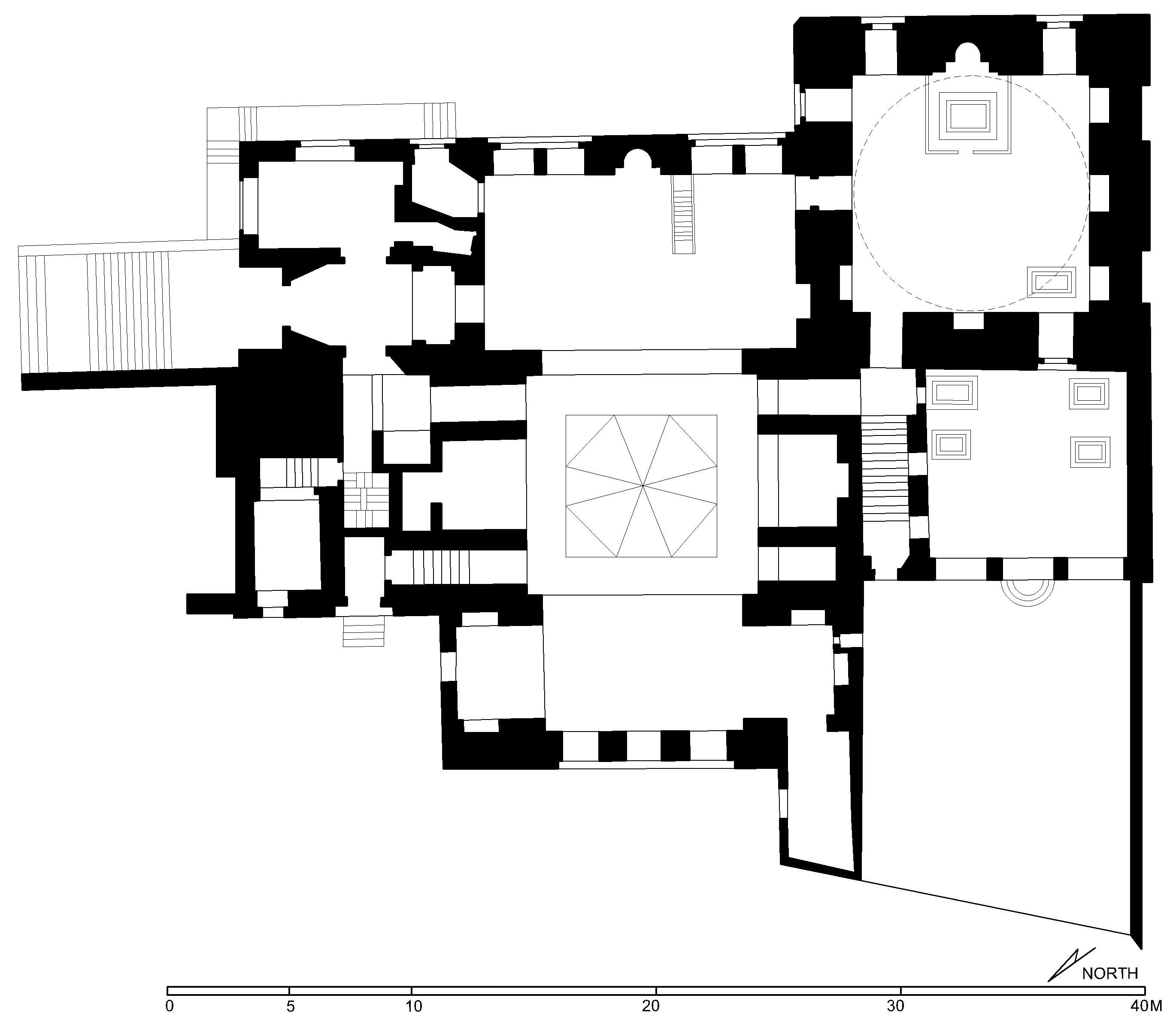 Masjid al-Sultan al-Ashraf Qaytbay - Floor plan of the funerary complex (after Meinecke) in AutoCAD 2000 format. Click the download button to download a zipped file containing the .dwg file.