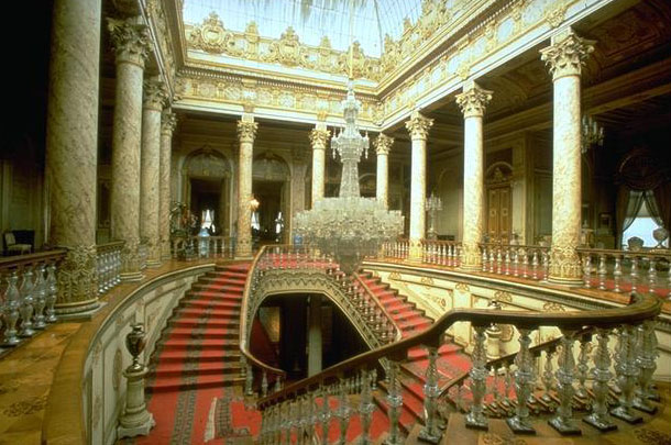 View of crystal staircase in the Administrative Section of the Dolmabahçe Palace