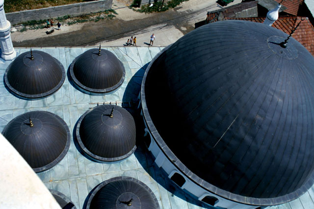 Aerial view showing series of domes