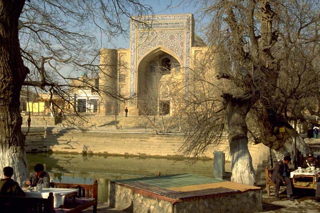 View of Khanqah-i Nadir Divan Beg from across pool.