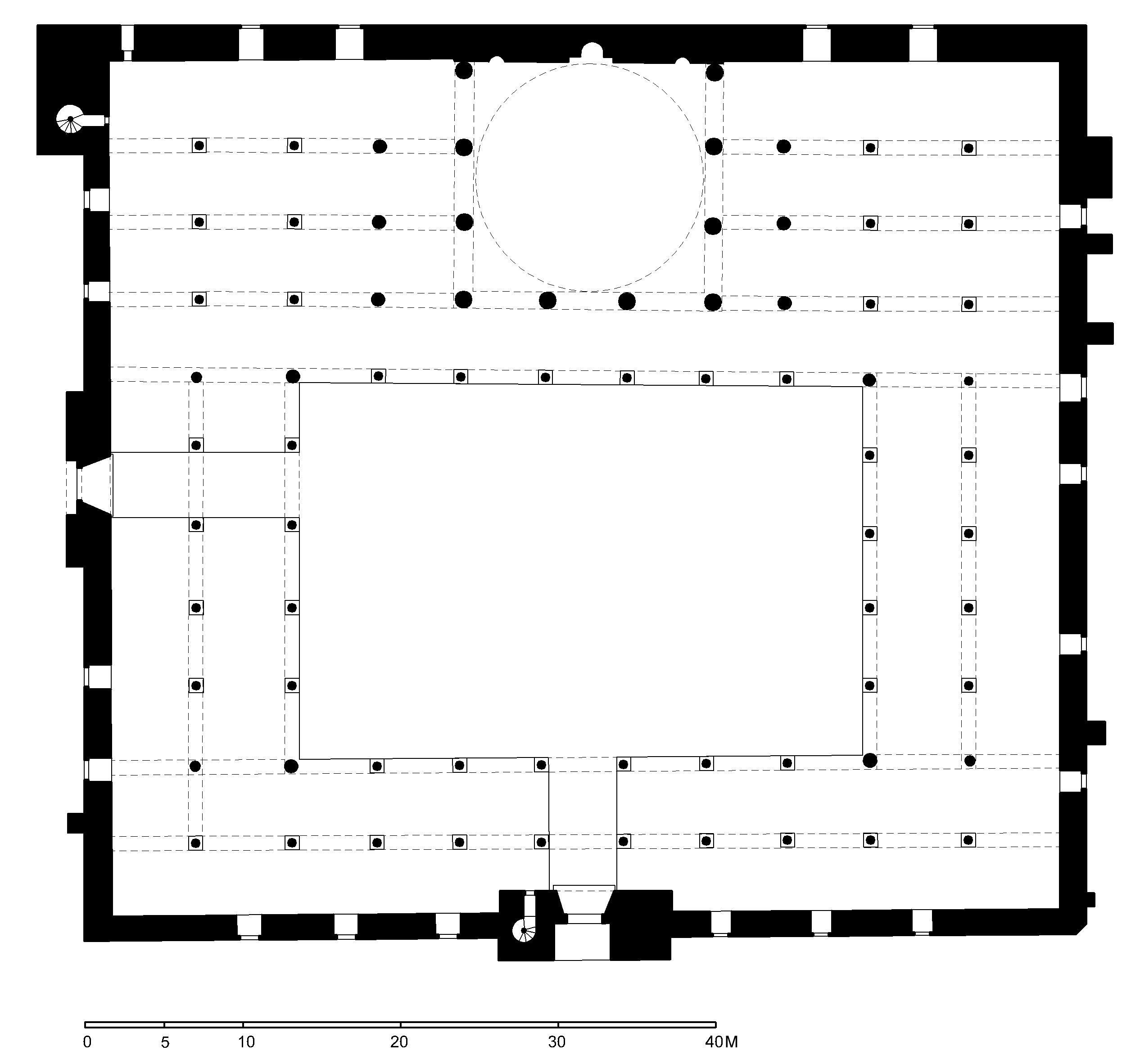 Masjid al-Sultan al-Nasir Muhammad ibn Qalawun - Floor plan of mosque (after Meinecke) in AutoCAD 2000 format. Click the download button to download a zipped file containing the .dwg file.