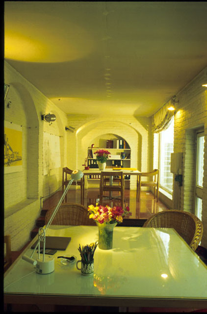 Interior, dining room and reading corner