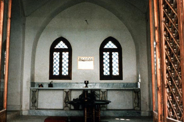 Interior, two wooden-frame windows