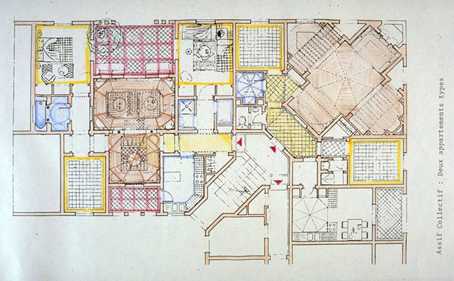 Colour drawing, plan of two units