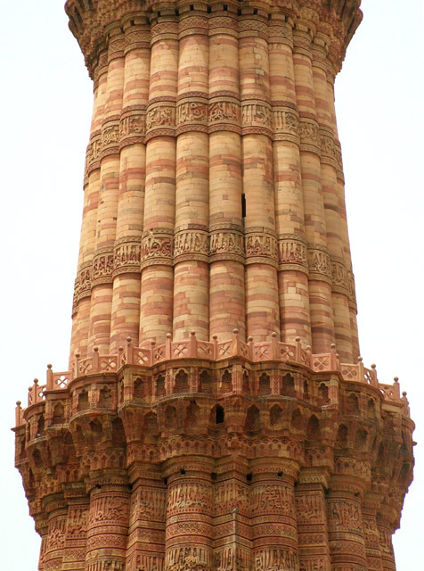 Qutb Minar - Detail view of first-story balcony, showing its structural extension from the minar