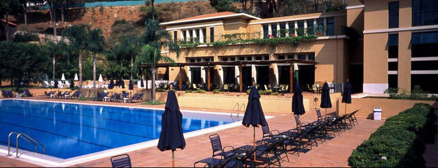 View of lodge with swimming pool