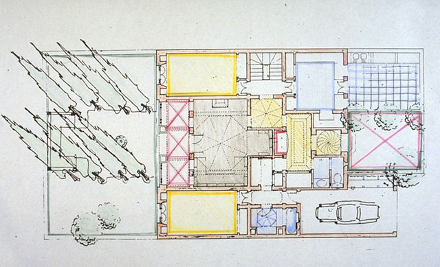 Colour drawing, plan of a row house