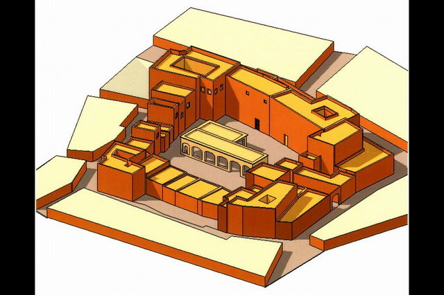 Mouassine Fountain; isometric drawing showing fountain at the heart of the Mouassine complex