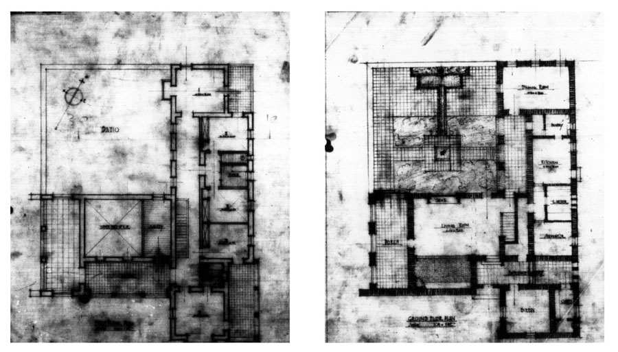 Design drawing: ground floor and first floor, 1