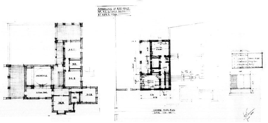 Working drawing: ground floor and design drawing: 1st floor, final